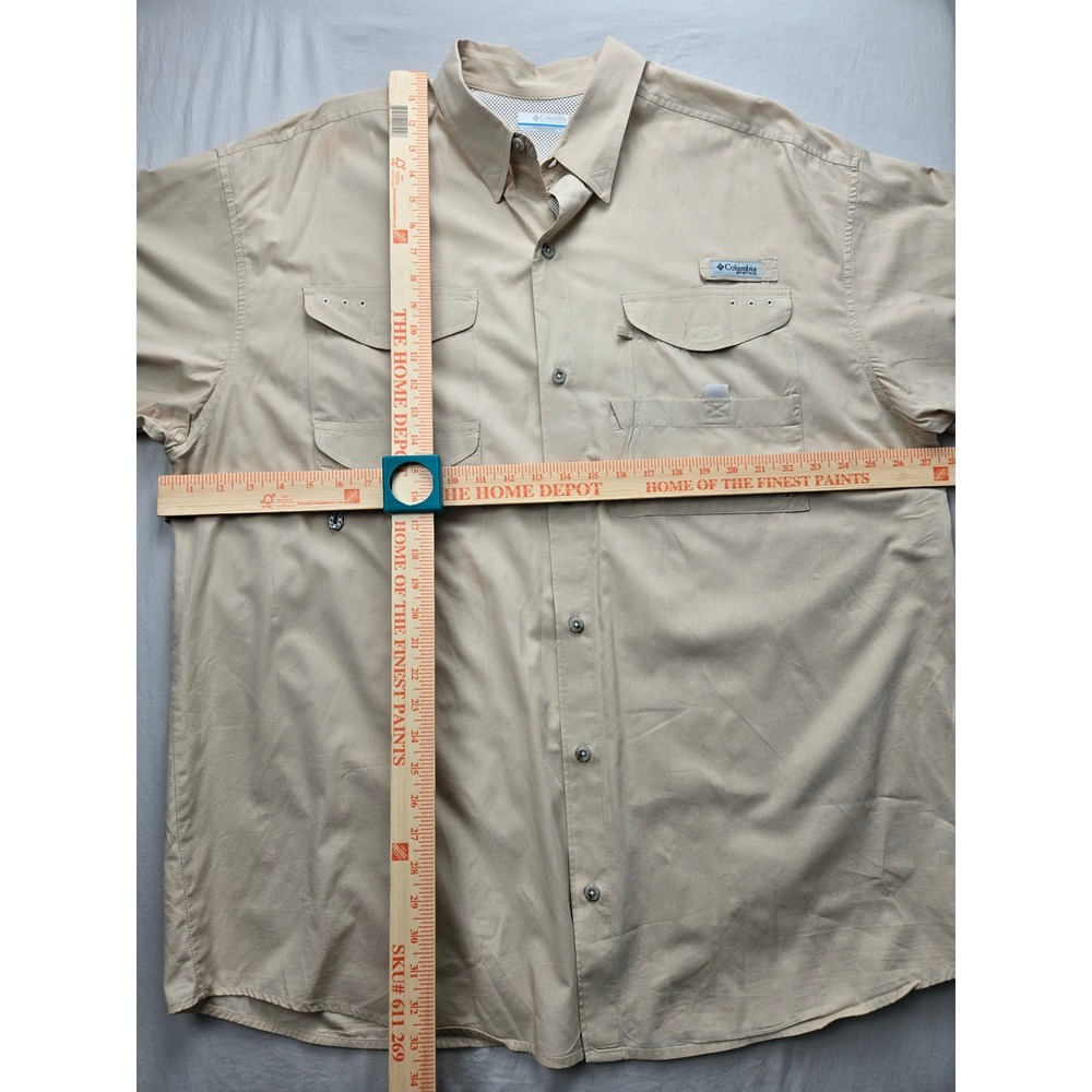 Columbia Sportswear Company Mens Fishing Shirt‎ XLBeige Short Sleeve Vented PFG - Picture 6 of 7